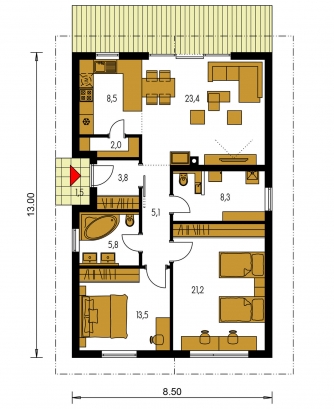 Mirror image | Floor plan of ground floor - BUNGALOW 227